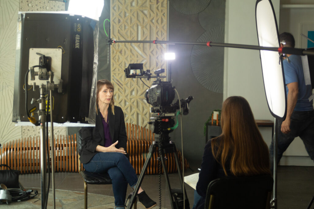 Filming interview