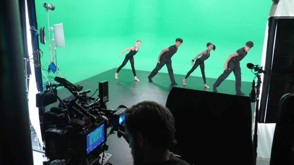 Dancers in front of green screen