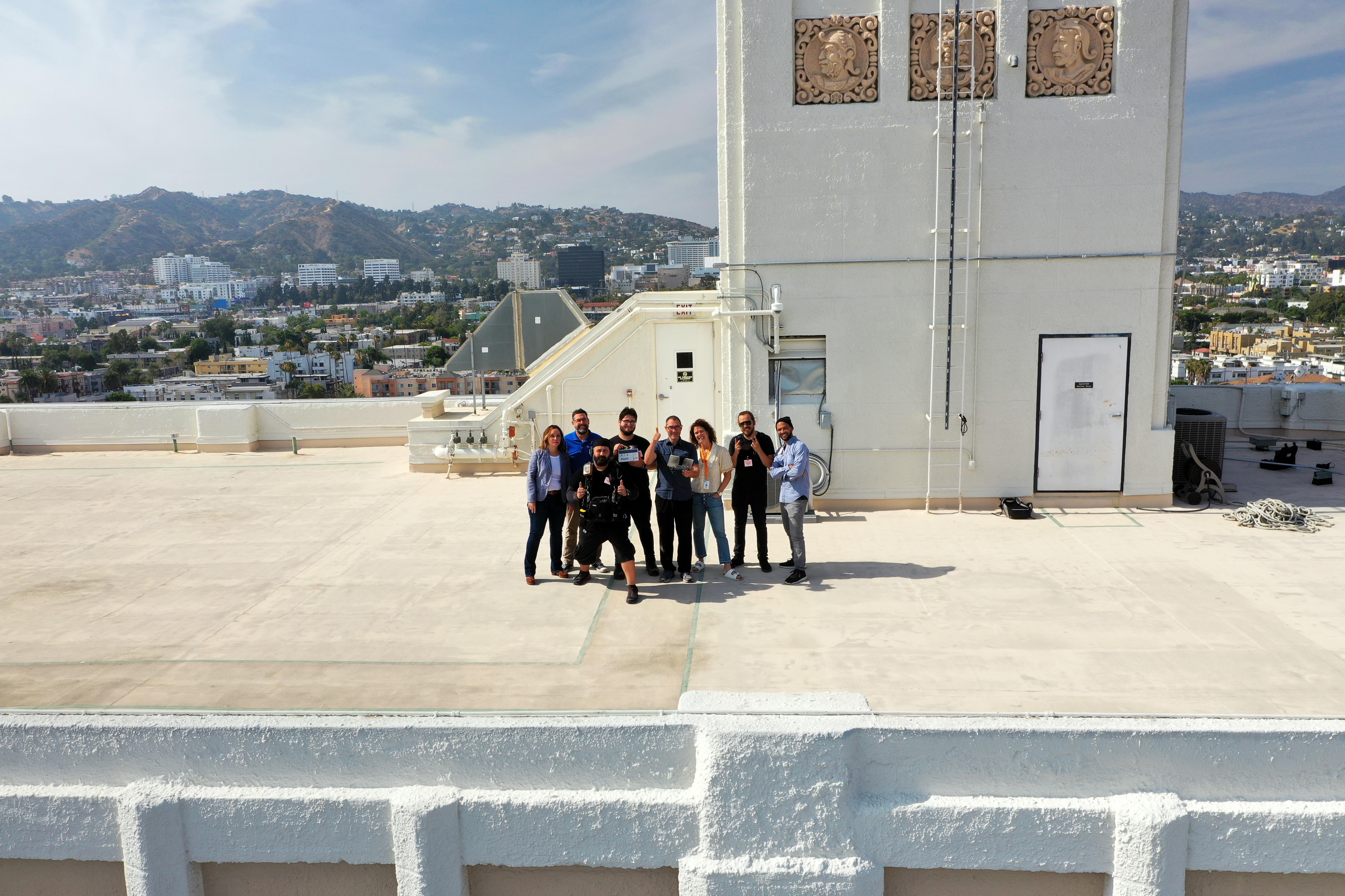 Drone capturing group of people