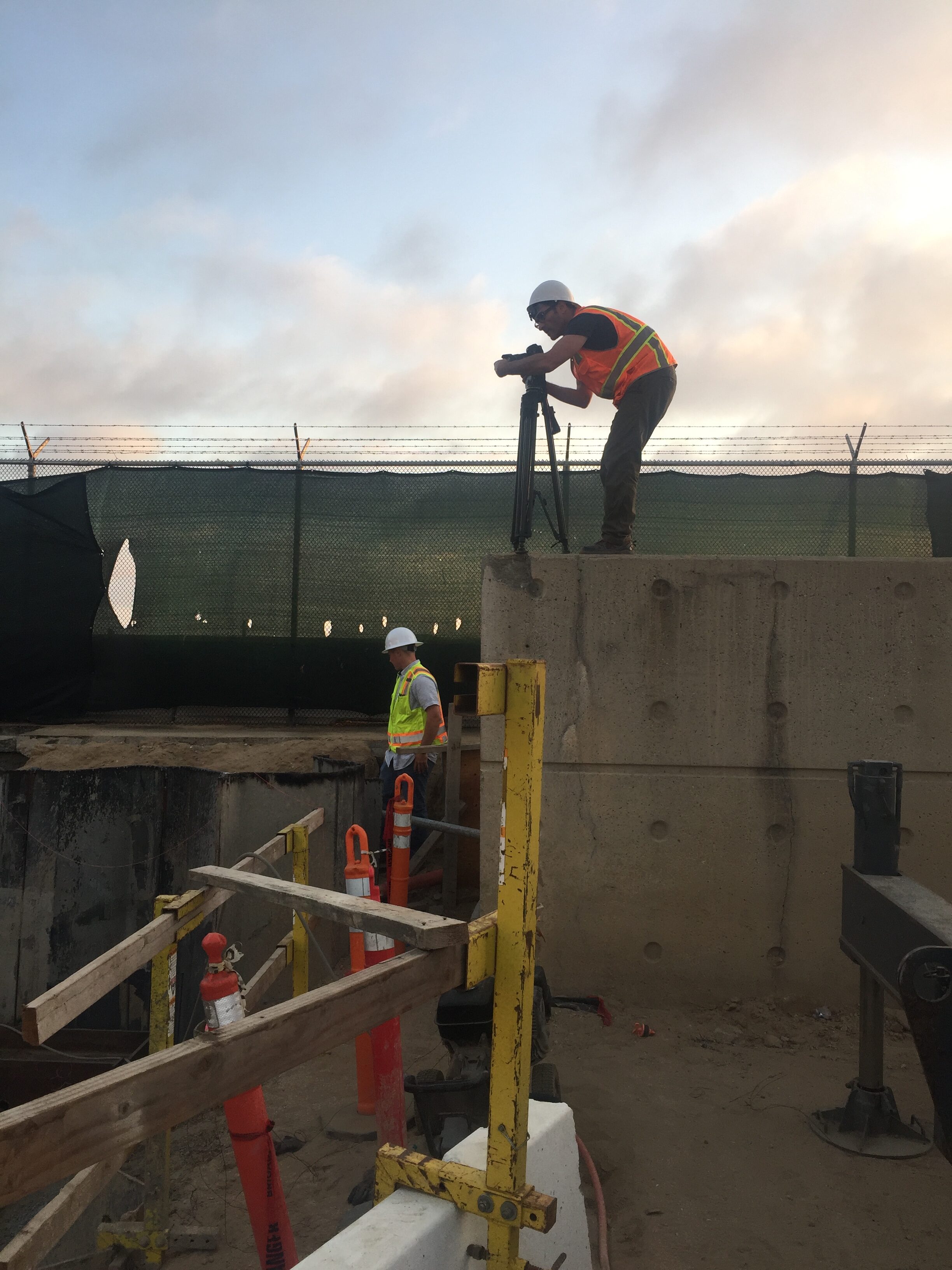 Filming at construction site